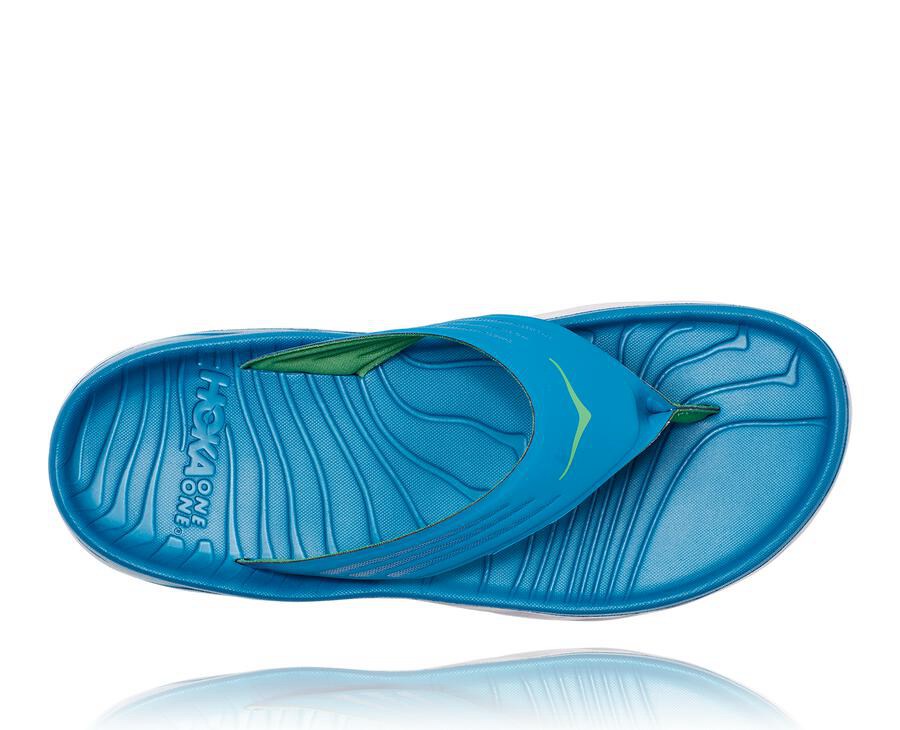 Hoka One One Sandalet Erkek Mavi/Beyaz - Ora Recovery Flip - SR9420861